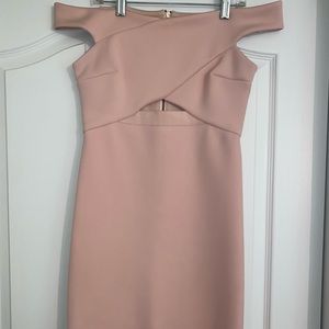 Blush pink Bec & Bridge off the shoulder dress